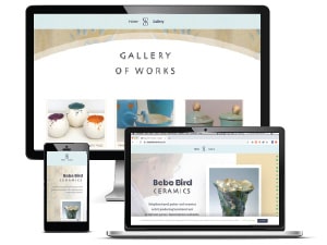 Bebe Bird Ceramics website displayed on a range of device screens