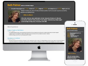 CV Website load page displayed on iMac screen and iphone screen