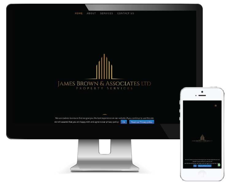James Brown and Associates website displayed on iMac and mobile screen