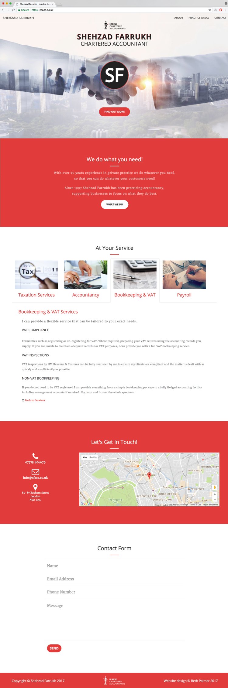 Image of SFACA full scrolling website top to bottom