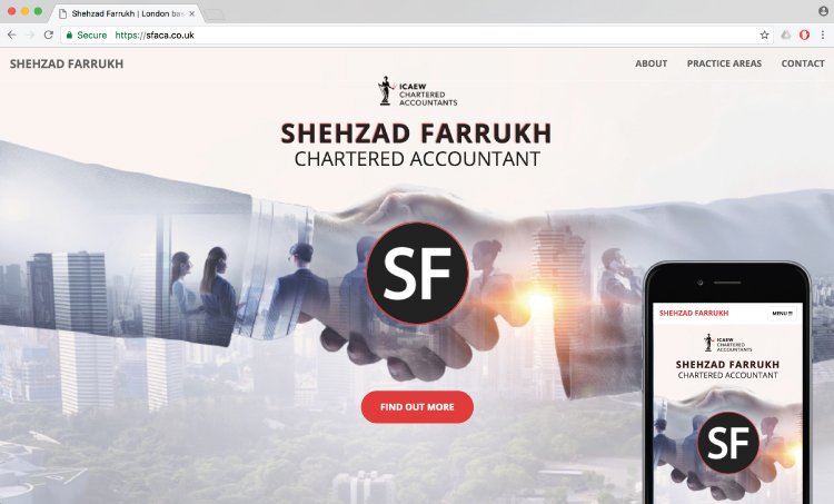 Image of first page visual of SFACA website also shown on mobile screen