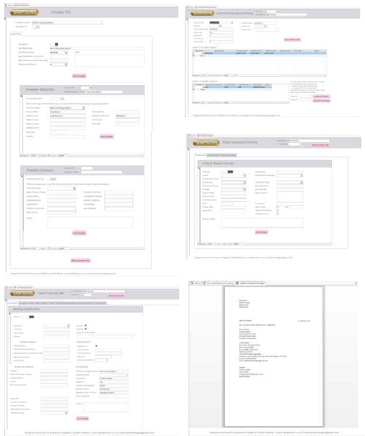 Image of various forms and reports from Simpsons of Brighton database