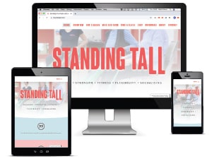 Standing Tall physio classes website displayed on a range of device screens